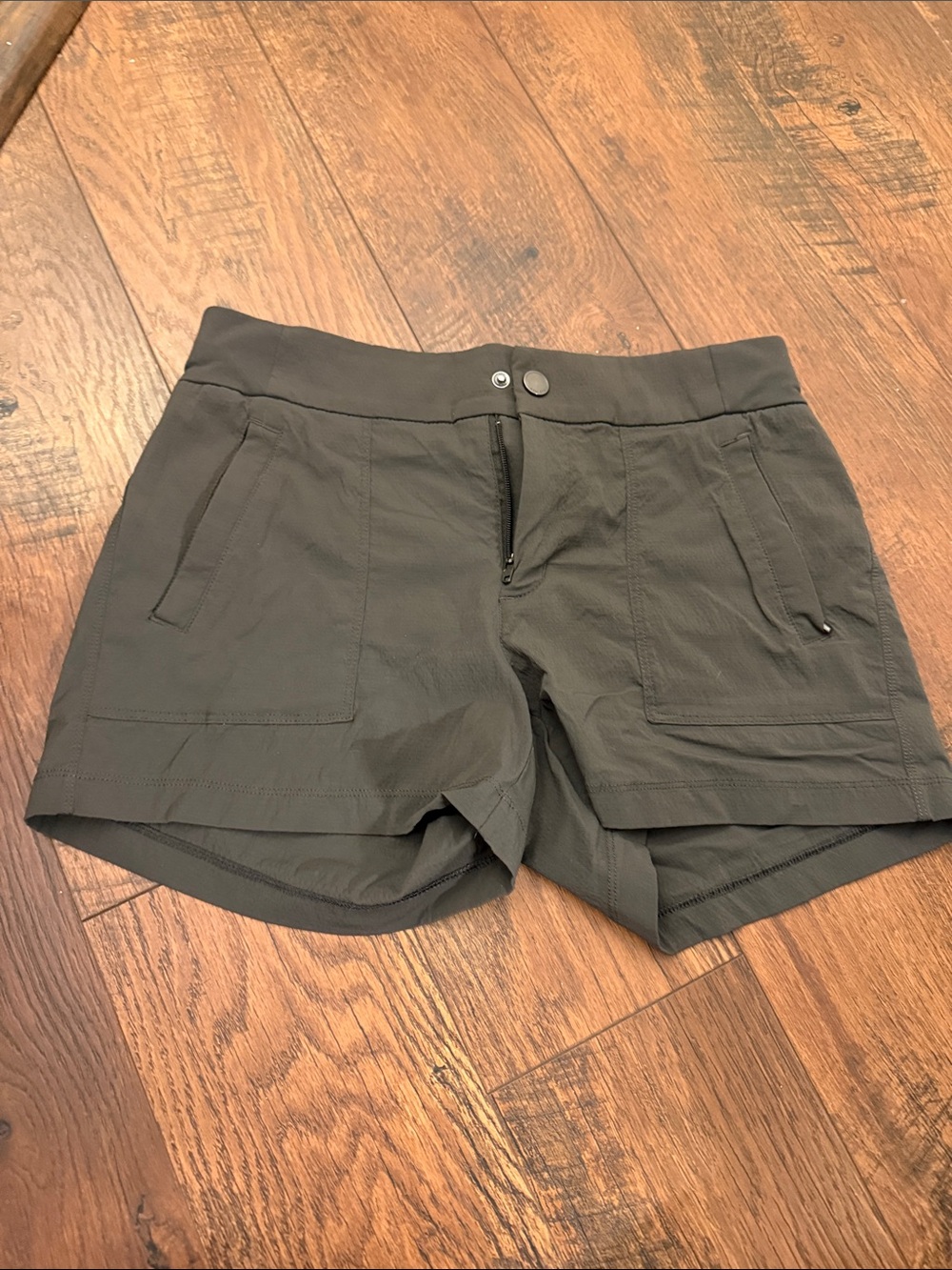 Athleta Olive Green Athletic Shorts with Front Pockets